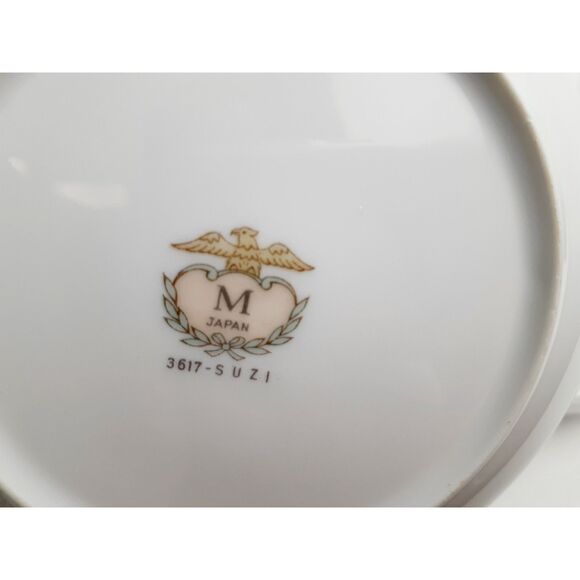 Vintage M Japan 3617- SUZI  Floral Trim Saucer Salad Bowl White Floral Lot 2 - Picture 9 of 9